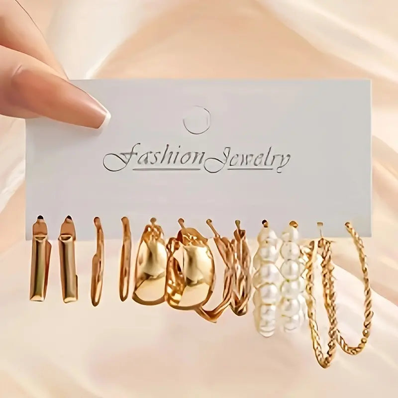 Elegant 12-Piece Gold-Tone Fashion Jewelry Set,